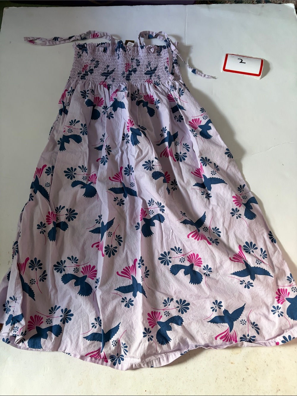 Tea Collection Pink Sundress with Navy and Fuchsia Bird Print